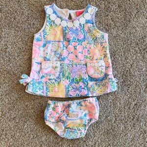 Lilly Pulitzer Floral Dress Diaper Cover Set - Pink, Yellow, Blue